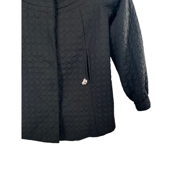Betsey Johnson black quilted coat jacket heart button snap closure size M - Picture 3 of 7